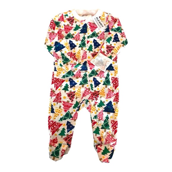 Christmas Tree Print Sleep & Play Footed One-Piece Baby - Picture 1 of 8